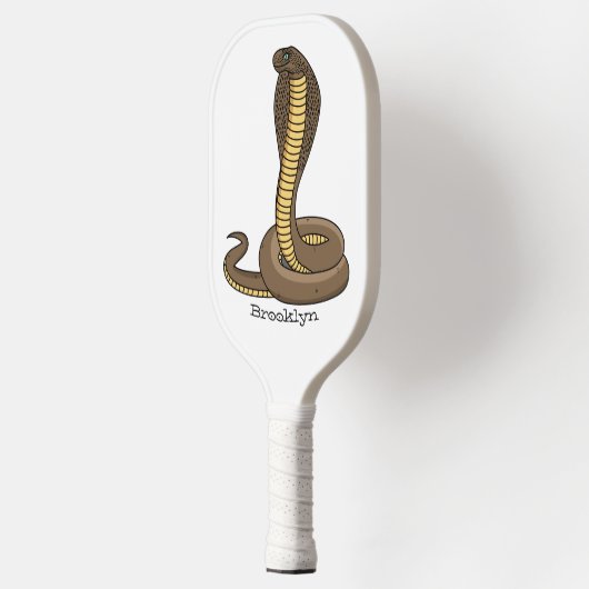 Schildslang met bruine cobra pickleball paddle (Links)