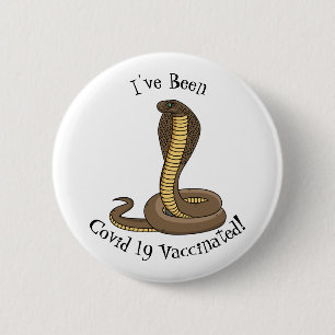 Schildslang met bruine cobra ronde button 5,7 cm