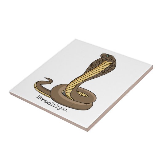 Schildslang met bruine cobra tegeltje (Zijkant)