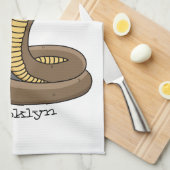 Schildslang met bruine cobra theedoek (Quarter Fold)