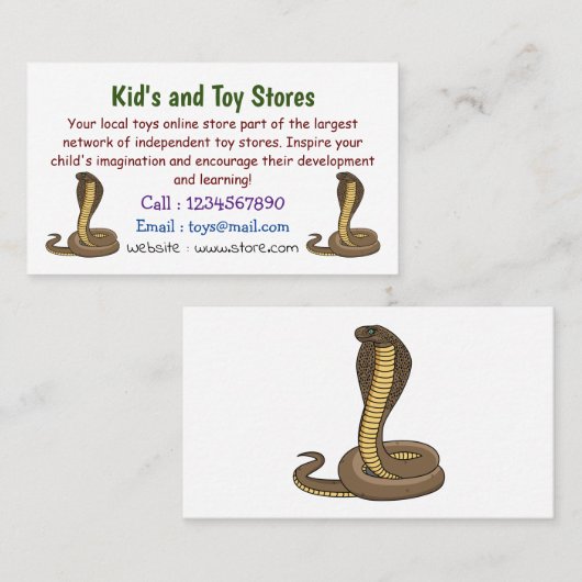 Schildslang met bruine cobra visitekaartje (Voorkant / Achterkant)