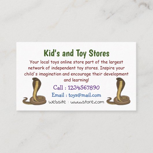 Schildslang met bruine cobra visitekaartje (Voorkant)