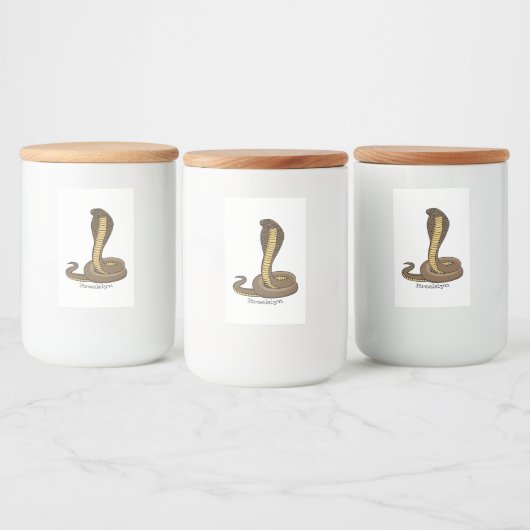 Schildslang met bruine cobra voedselcontainer etiket (Flessen)