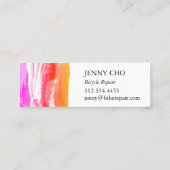 Schildstripe hand geschilderde textuur roze paars  mini visitekaartje (Achterkant)