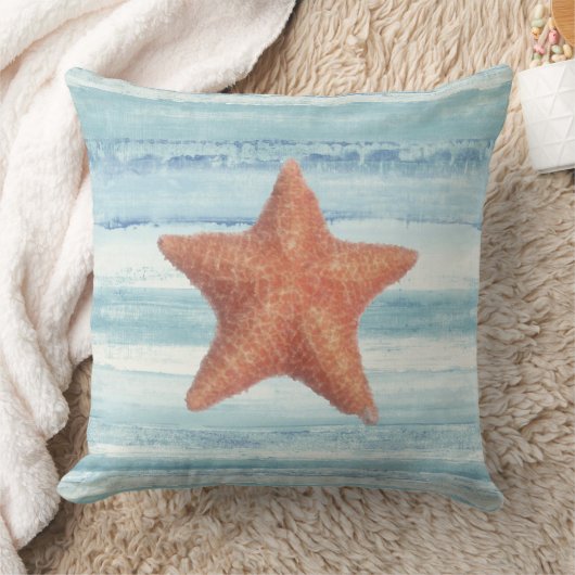 Schildvis op blauwe Waterverf strepen Kussen (Deken)