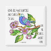 Schildvogel, met vers van 1 Peter 5:7 Magneet (Voorkant)