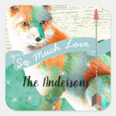 Schildvos of Shiba Inu Vierkante Sticker (Voorkant)