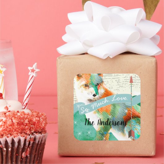 Schildvos of Shiba Inu Vierkante Sticker (Feest)