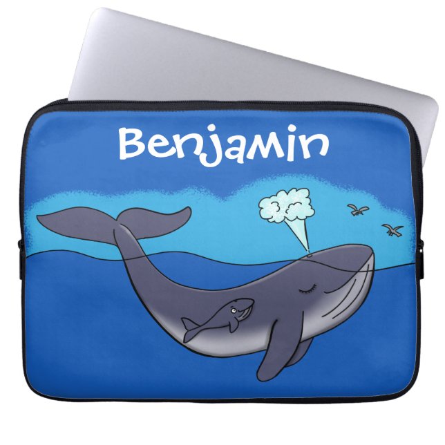 Schildwalvis en illustratie van de baby laptop sleeve (Voorkant)