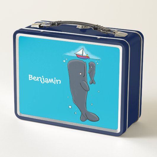 Schildwalvissen en cartoon van zeilboten (Achterkant)