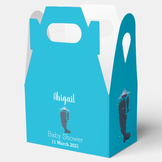 Schildwalvissen en cartoon van zeilboten bedankdoosjes (Geopend)