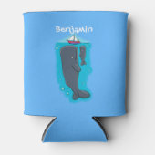 Schildwalvissen en cartoon van zeilboten blikjeskoeler (Voorkant)