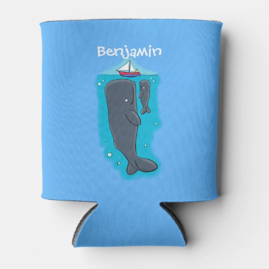 Schildwalvissen en cartoon van zeilboten blikjeskoeler (Voorkant)