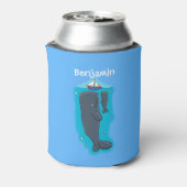 Schildwalvissen en cartoon van zeilboten blikjeskoeler (Blikje Achterkant)