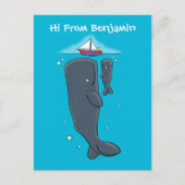 Schildwalvissen en cartoon van zeilboten briefkaart (Voorkant)