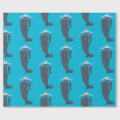 Schildwalvissen en cartoon van zeilboten cadeaupapier (Vlak)