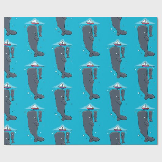 Schildwalvissen en cartoon van zeilboten cadeaupapier (Vlak)