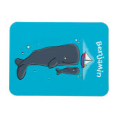 Schildwalvissen en cartoon van zeilboten magneet (Horizontaal)