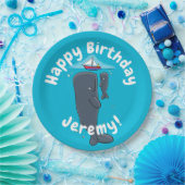 Schildwalvissen en cartoon van zeilboten papieren bordje (Feest)