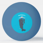 Schildwalvissen en cartoon van zeilboten pingpongbal (Achterkant)