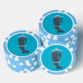 Schildwalvissen en cartoon van zeilboten poker chips (Opstapeling)