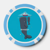 Schildwalvissen en cartoon van zeilboten poker chips (Achterkant)