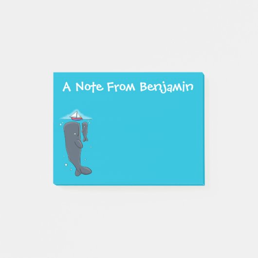 Schildwalvissen en cartoon van zeilboten post-it® notes (Voorkant)