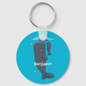 Schildwalvissen en cartoon van zeilboten sleutelhanger (Voorkant)