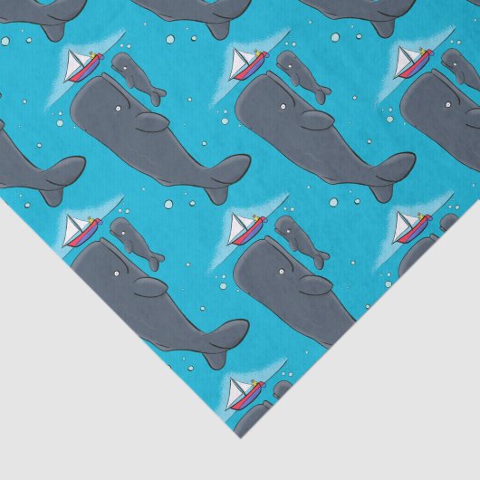 Schildwalvissen en cartoon van zeilboten tissuepapier (Detail)