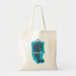 Schildwalvissen en cartoon van zeilboten tote bag