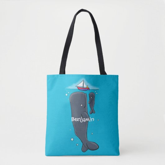 Schildwalvissen en cartoon van zeilboten tote bag (Voorkant)