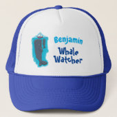 Schildwalvissen en cartoon van zeilboten trucker pet (Voorkant)