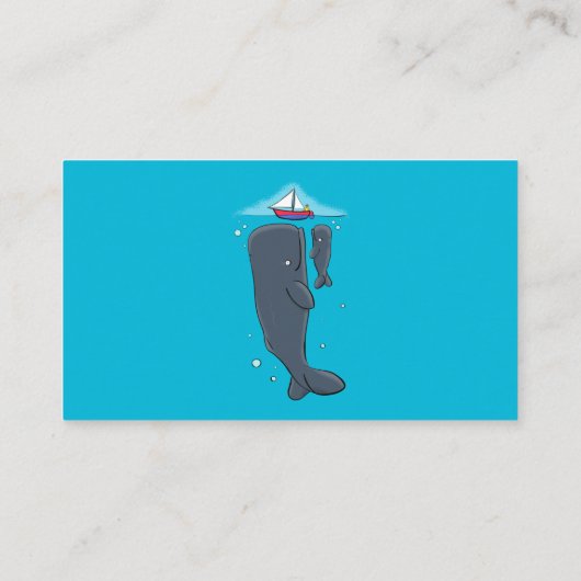 Schildwalvissen en cartoon van zeilboten visitekaartje (Achterkant)