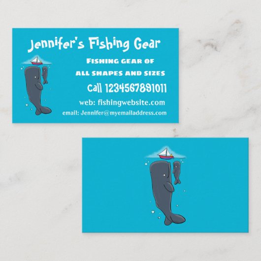 Schildwalvissen en cartoon van zeilboten visitekaartje (Voorkant / Achterkant)