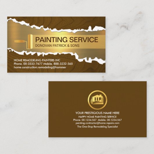 Schilferend Houten Comité het Gouden Borstel Schil Visitekaartje (Voorkant / Achterkant)