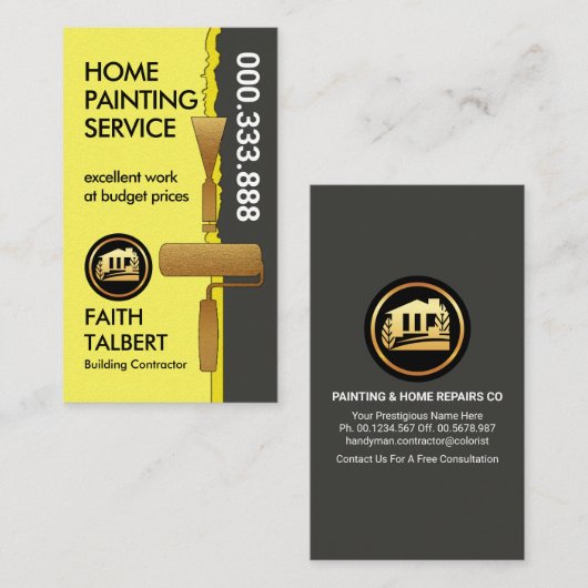 Schilferende Verf Gouden Borstelschraper Visitekaartje (Voorkant / Achterkant)