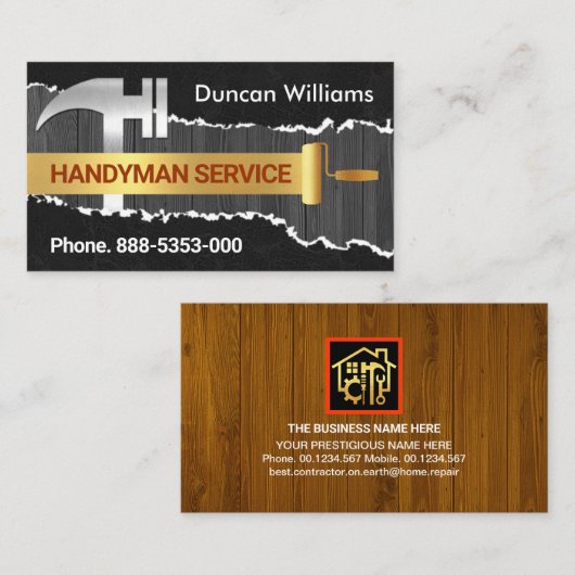 Schilferende verf op oude houthermodellering visitekaartje (Voorkant / Achterkant)