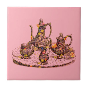 schilfers op roze decoratieve tegels tegeltje