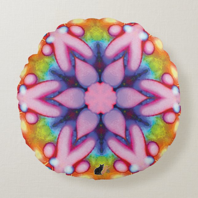 Schilvis Kaleidoscope Rond Kussen (Voorkant)