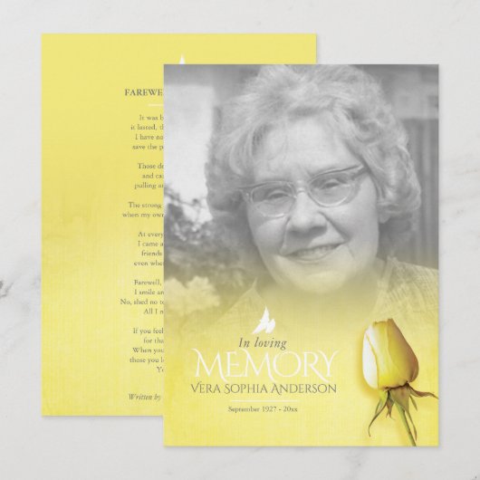 Schimergeel rozengedicht (Voorkant / Achterkant)