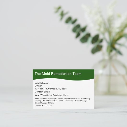 Schimmel- en Storm schadehersteldiensten Visitekaartje (Staand voorkant)