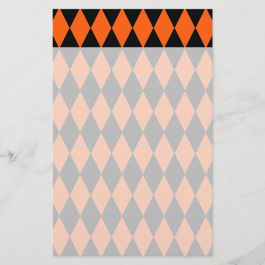 Schimmelachtig Oranje en zwart Diamond Harlequin P Briefpapier (Voorkant)