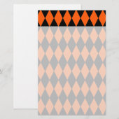 Schimmelachtig Oranje en zwart Diamond Harlequin P Briefpapier (Voorkant / Achterkant)