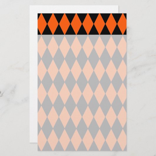 Schimmelachtig Oranje en zwart Diamond Harlequin P Briefpapier (Voorkant / Achterkant)