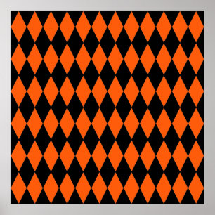 Schimmelachtig Oranje en zwart Diamond Harlequin P Poster