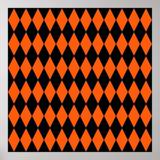 Schimmelachtig Oranje en zwart Diamond Harlequin P Poster (Voorkant)