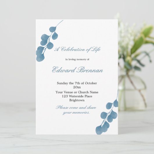 Schimmelblauw Eucalyptusviering van het leven Kaart (Staand voorkant)