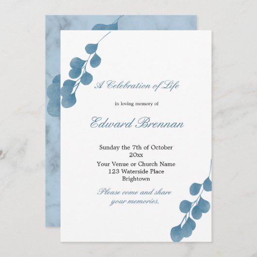 Schimmelblauw Eucalyptusviering van het leven Kaart (Voorkant / Achterkant)