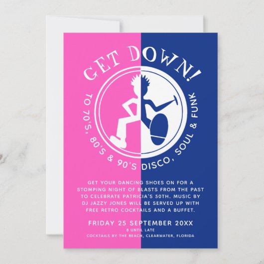 Schimmelblauw roze roze in de retro-partij kaart (Voorkant)