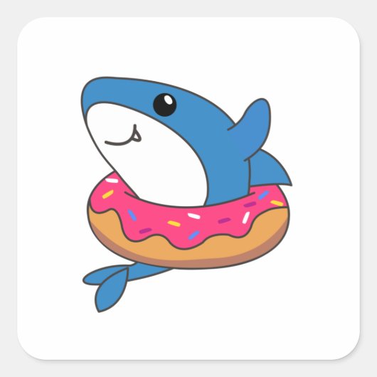 Schimmeldieren in de donuthaai vierkante sticker (Voorkant)